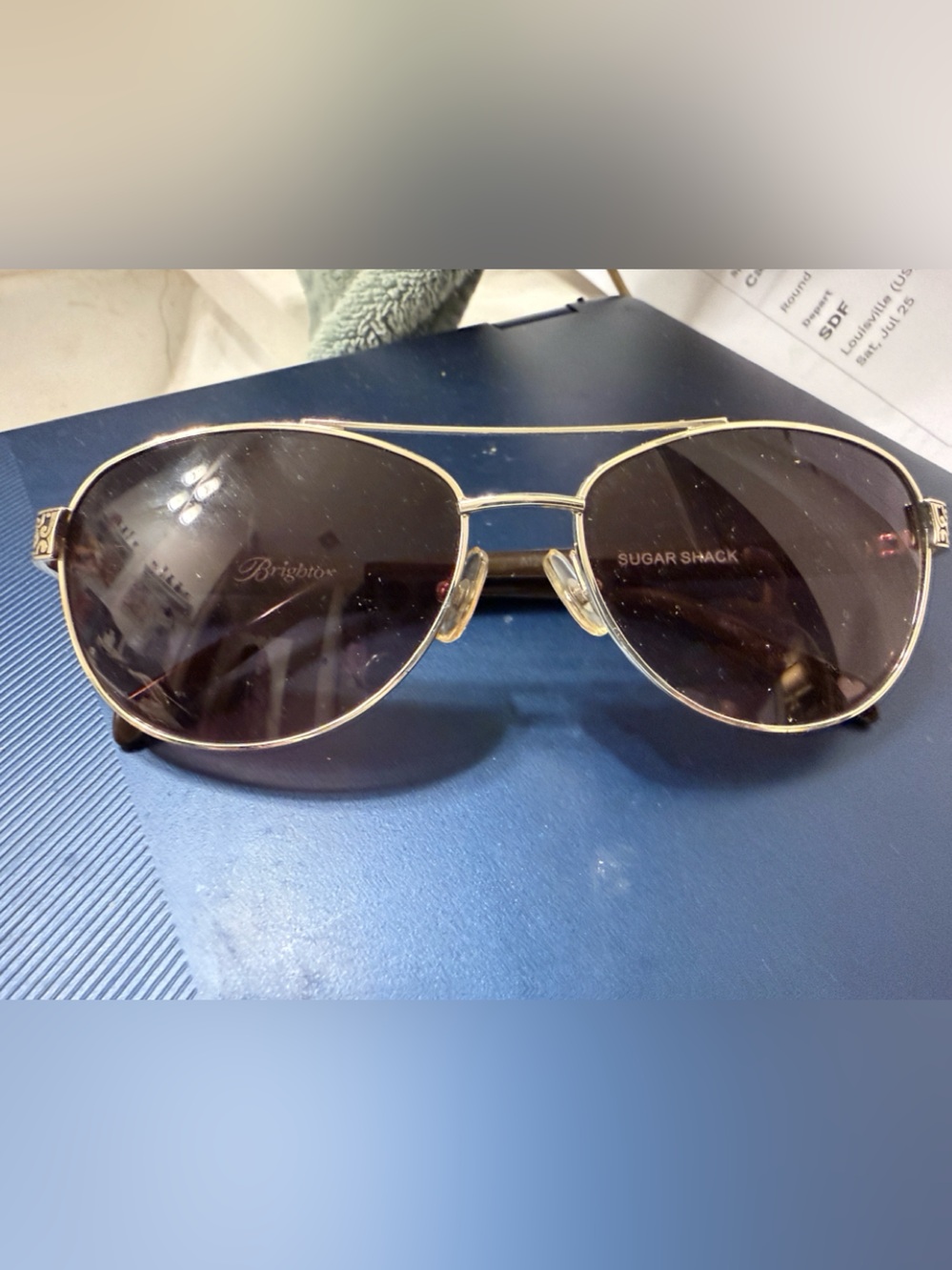 Brighton Sugar Shack Aviator Sunglasses Silver Tone Heart Detail Women’s